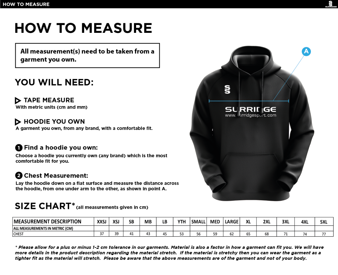 Ram CC - Fuse Hoody : Black / White - Size Guide