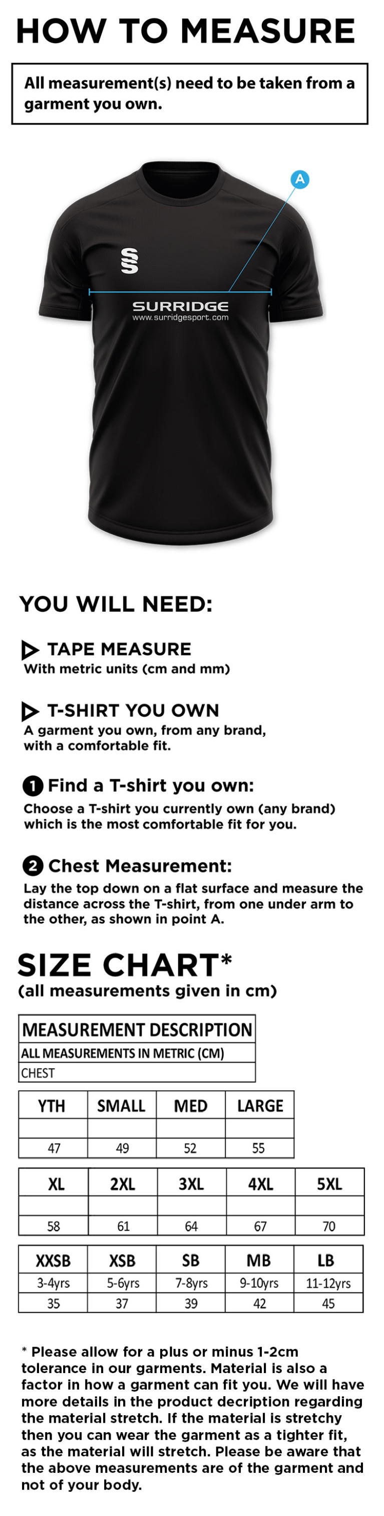 Ram CC - Fuse Polo Shirt : Black /  White - Size Guide