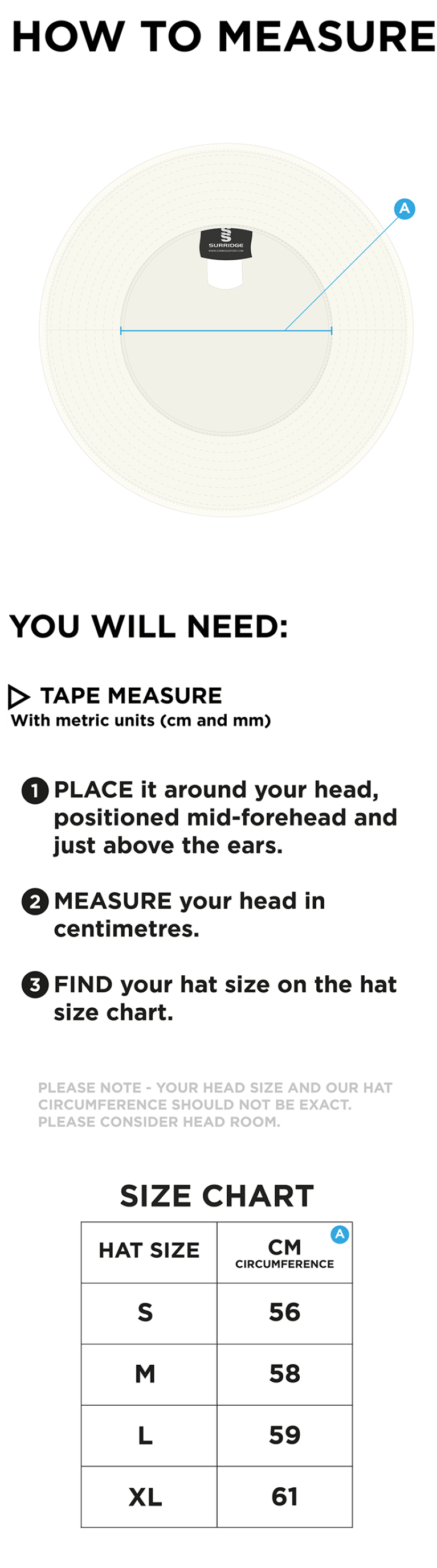 Ram CC - Floppy Hat - Ivory - Size Guide