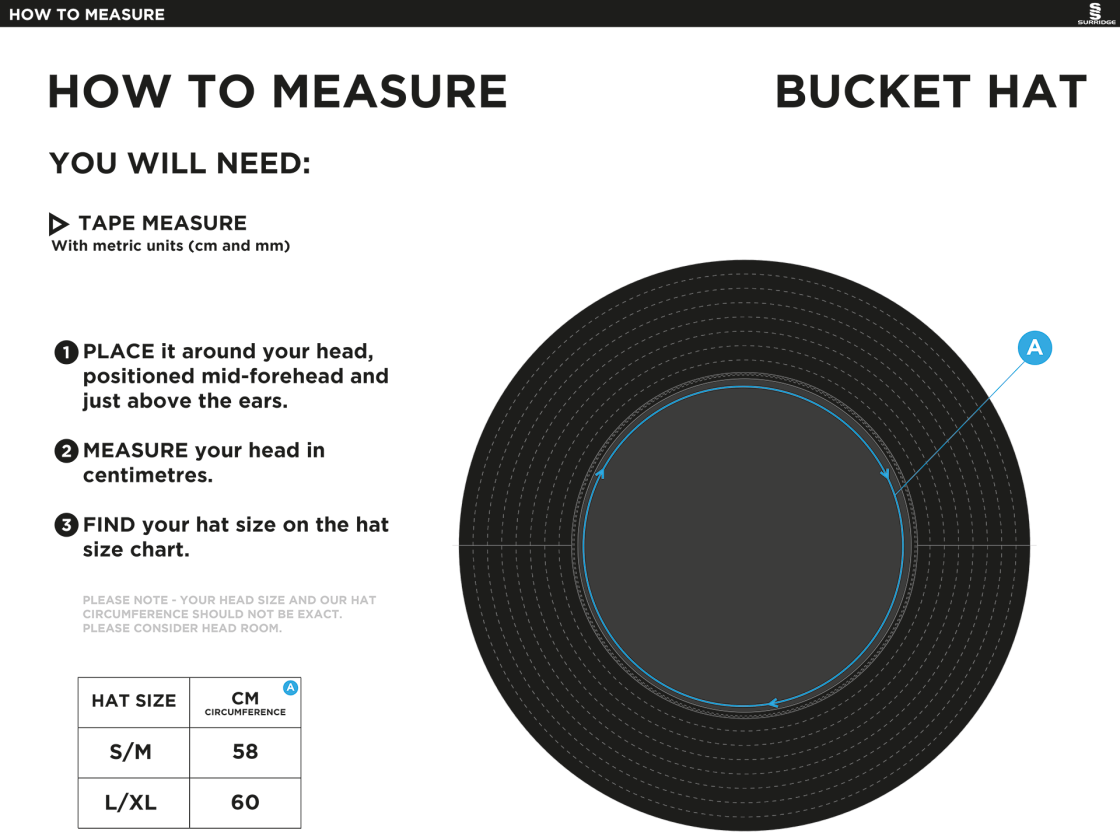 Ram CC - Dual Bucket Hat - Navy - Size Guide
