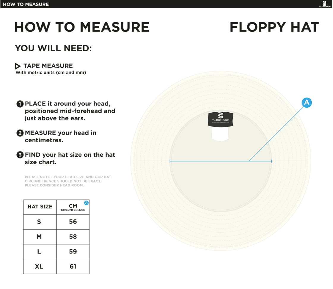 Ram CC - Floppy Hat - Ivory - Size Guide